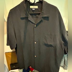 Black Tommy Bahama Size L Silk Hawaiian Shirt